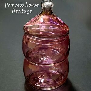 Vntg 7" "Heritage" Princess House Cranberry Glass Stacked Apothecary